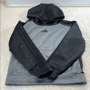 Adidas Boy's 3-stripe hoodie size Small black and gray